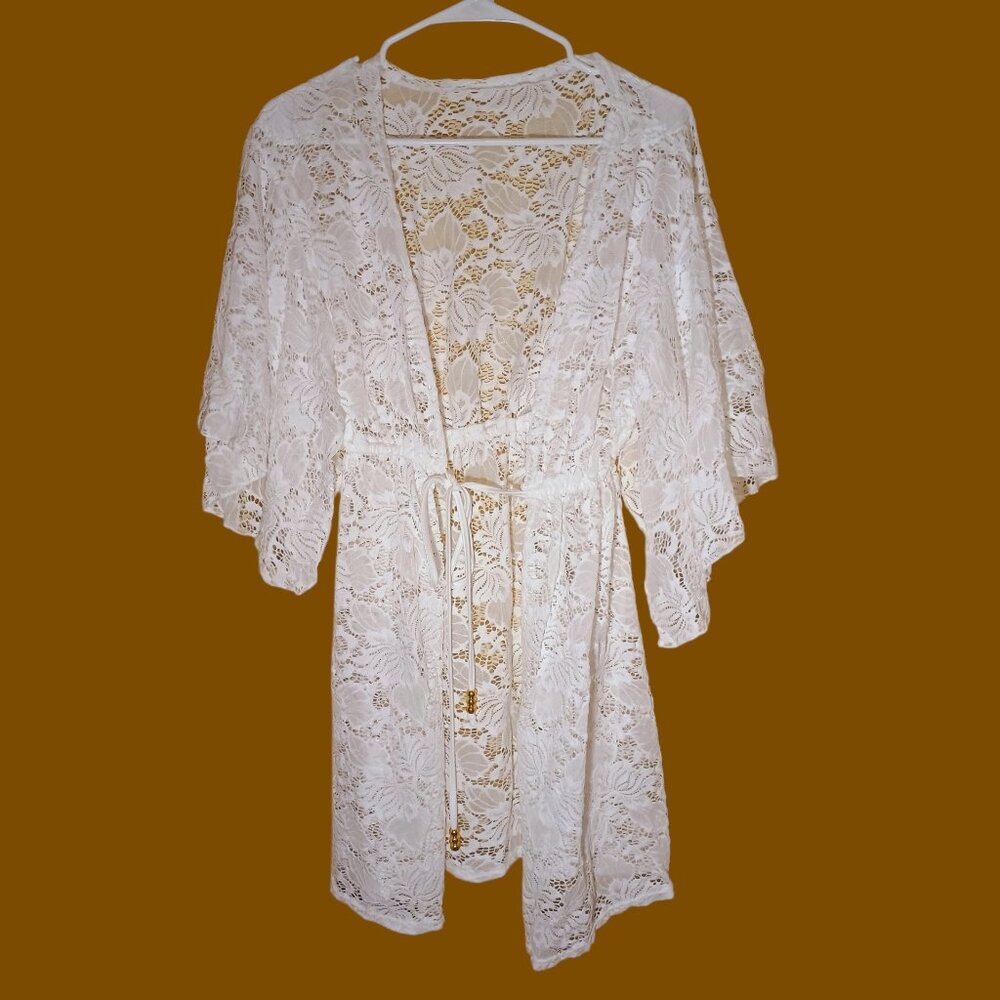 Lace coverup, beach cover up, vacation, swimming cover up.